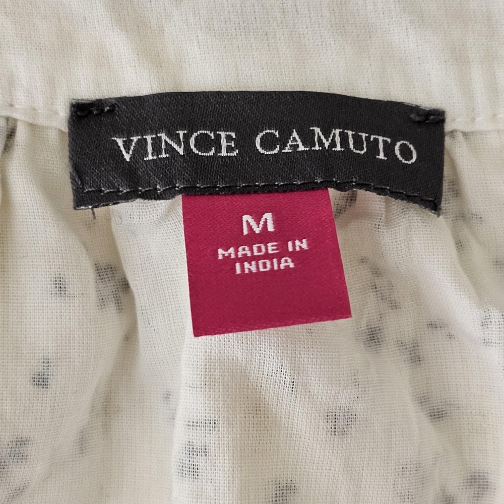 Vince Camuto Blouse Womens Medium Birch Island Oasis Floral Puff Sleeve Metallic - Picture 5 of 11